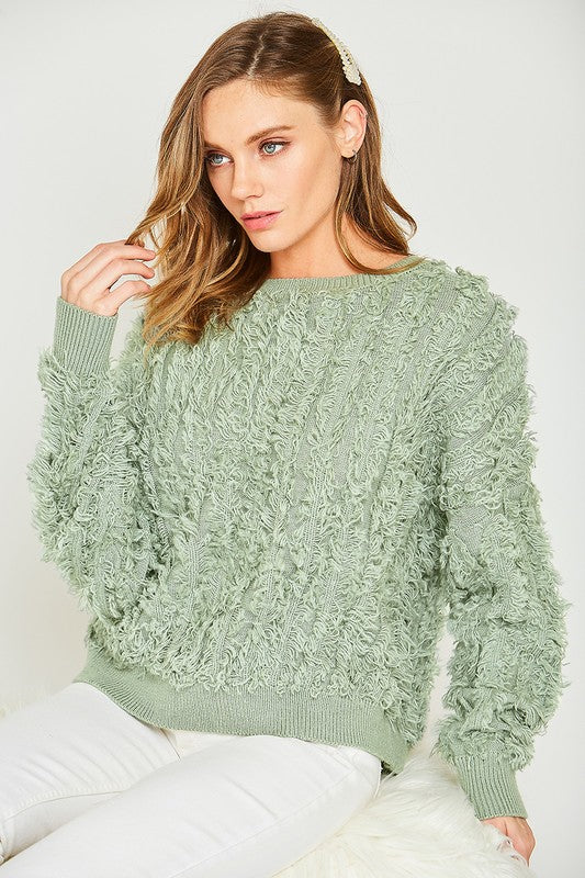 Textured Fuzzy Sweater