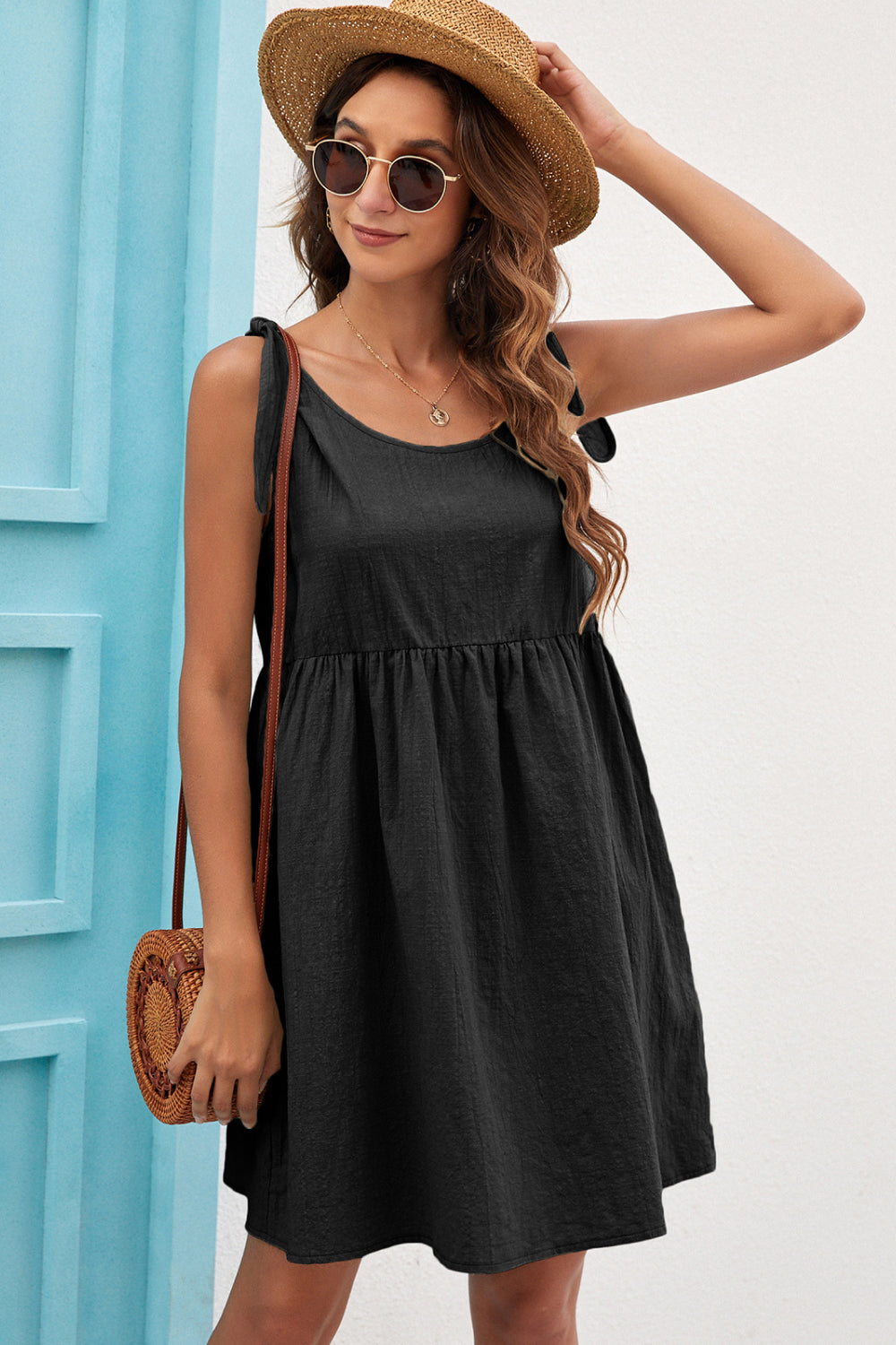 Knot Shoulder Pocket Smock Dress - Absolute Fashion 2020