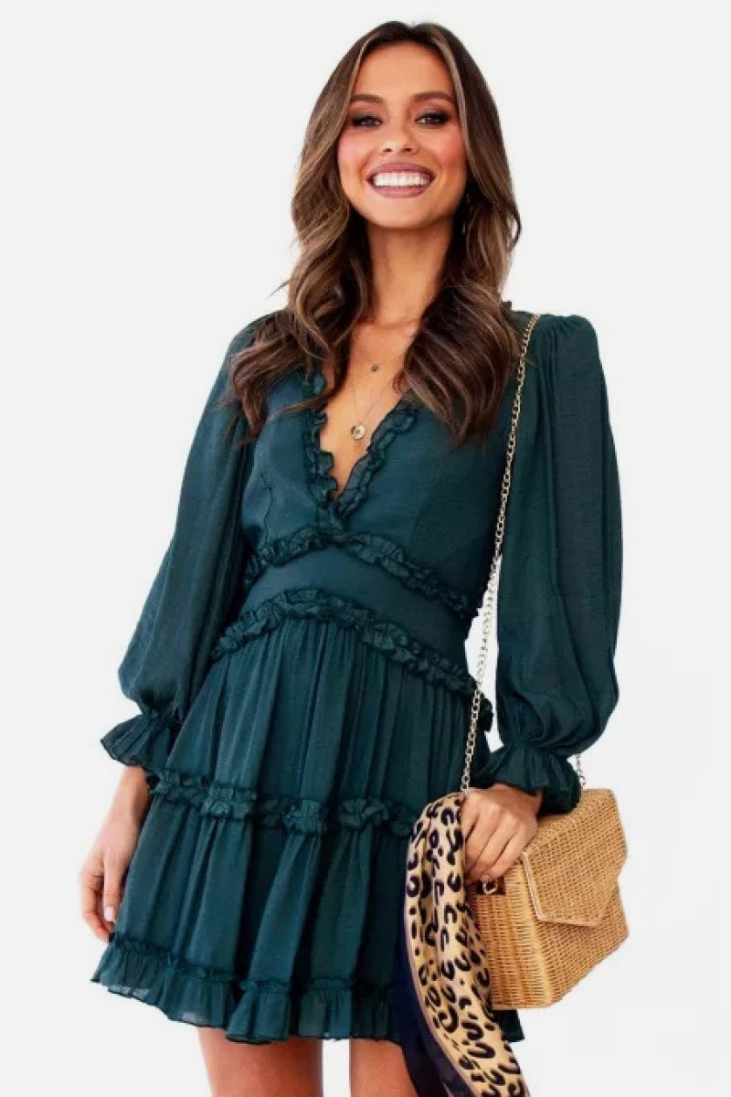 Ruffle Detailing Open Back Dress - Absolute Fashion 2020