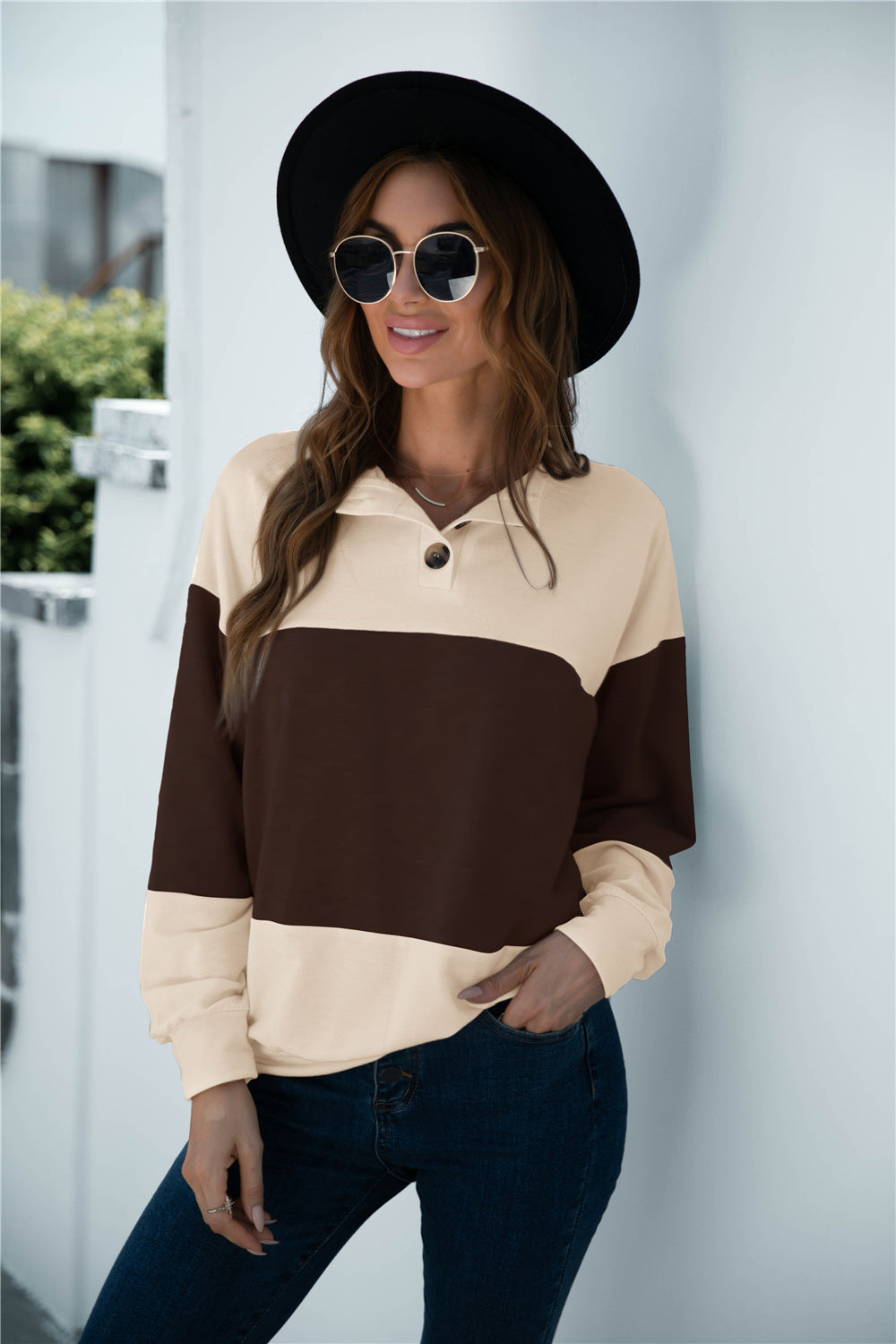 Colorblock Three Button Top - Absolute Fashion 2020