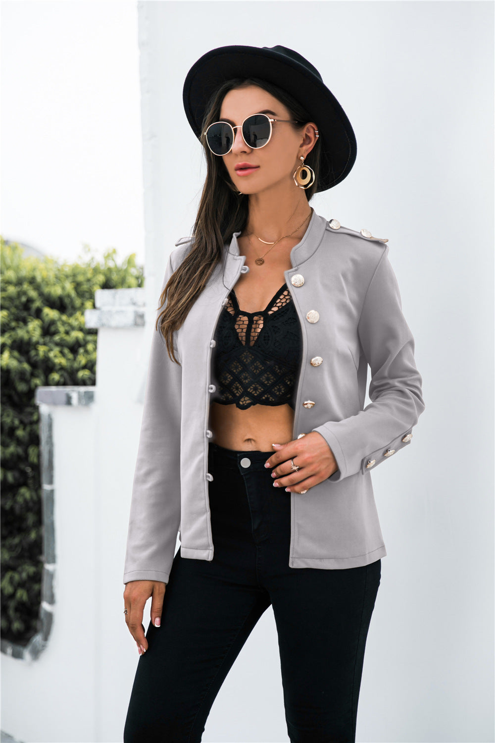 Single Breasted Mock Neck Blazer - Absolute Fashion 2020