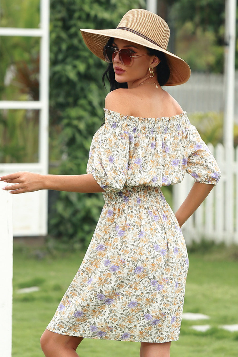 Floral Print Off-shoulder Dress