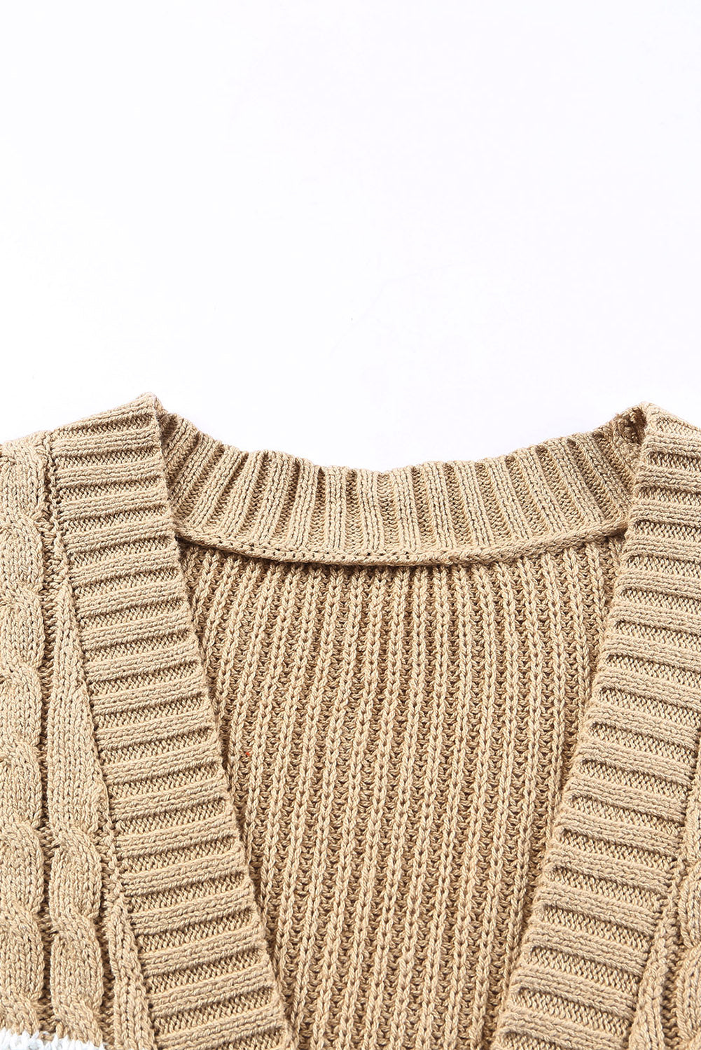 Color Block Mixed Knit Open Front Cardigan