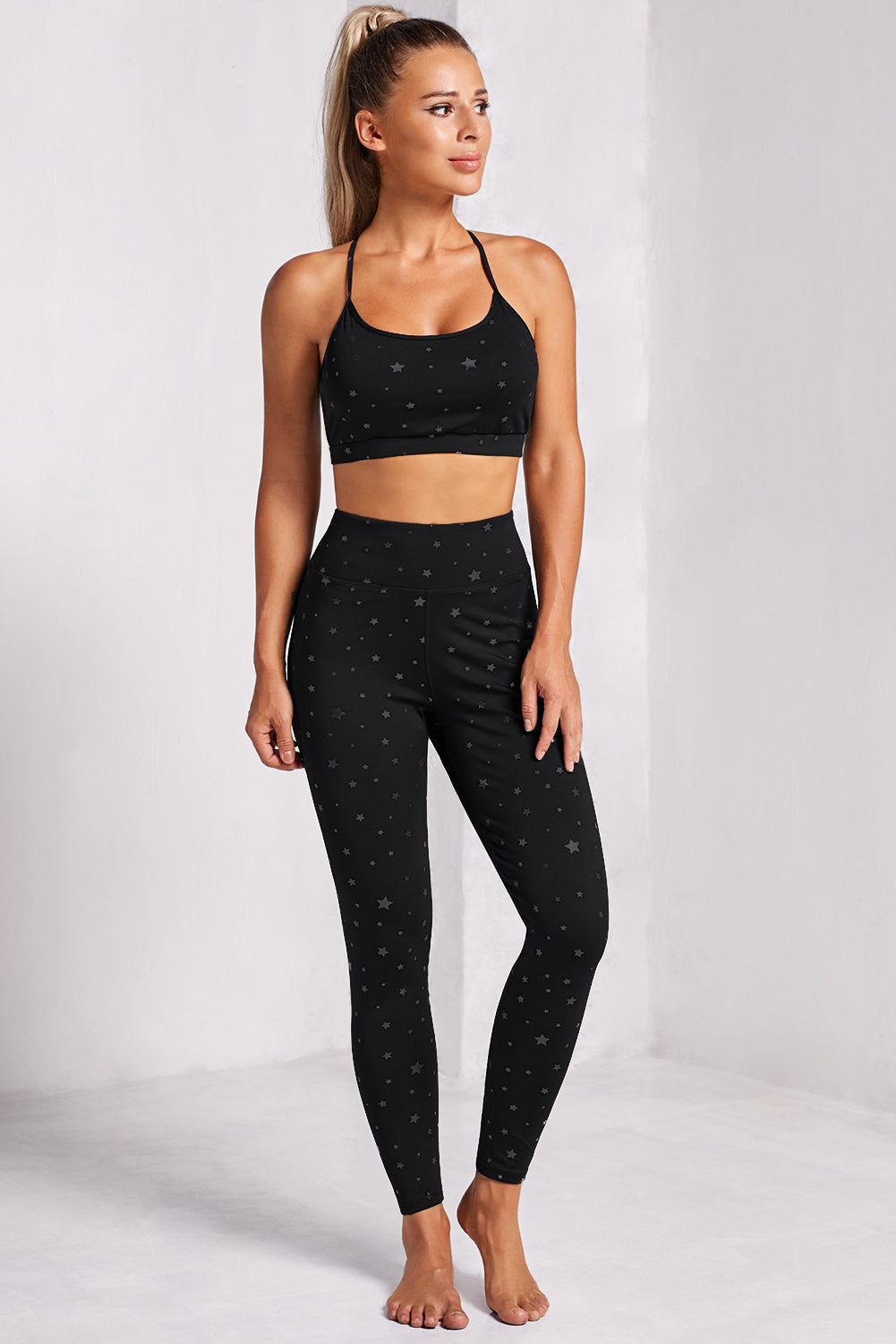 Star Print Sports Bra and Leggings Set - Absolute Fashion 2020