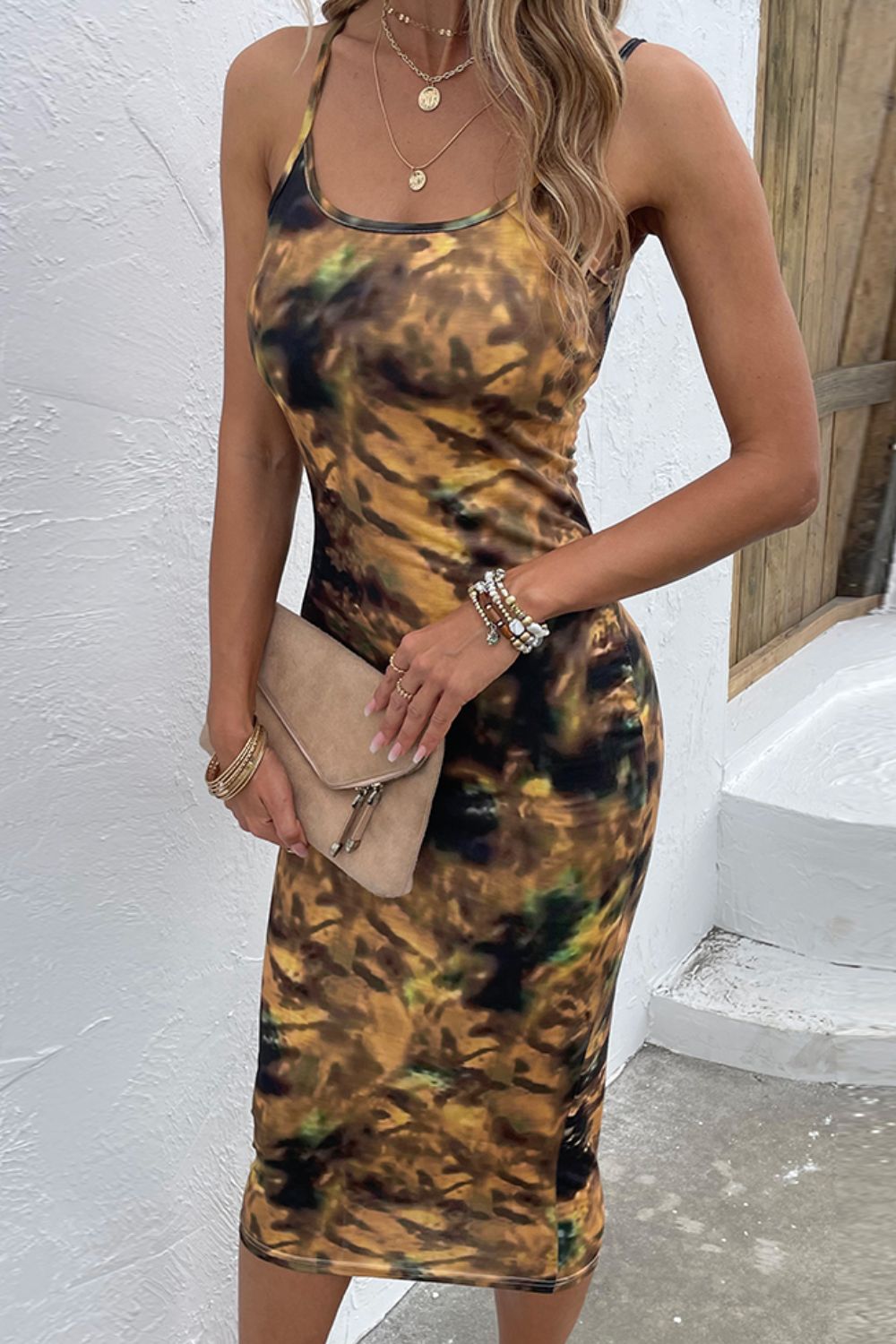 Tie-Dye Spaghetti Strap Midi Dress