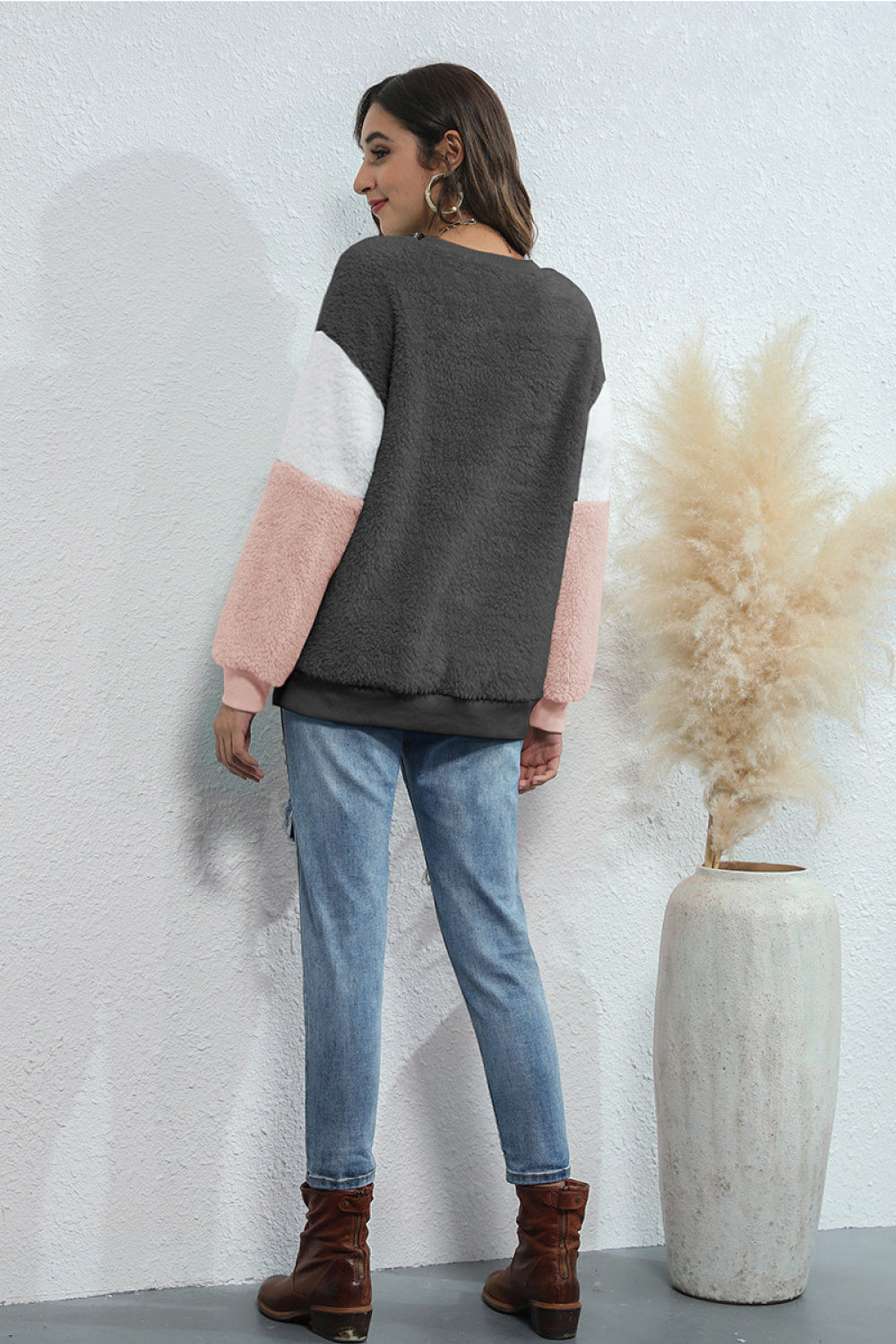Color Block Teddy Sweatshirt - Absolute Fashion 2020