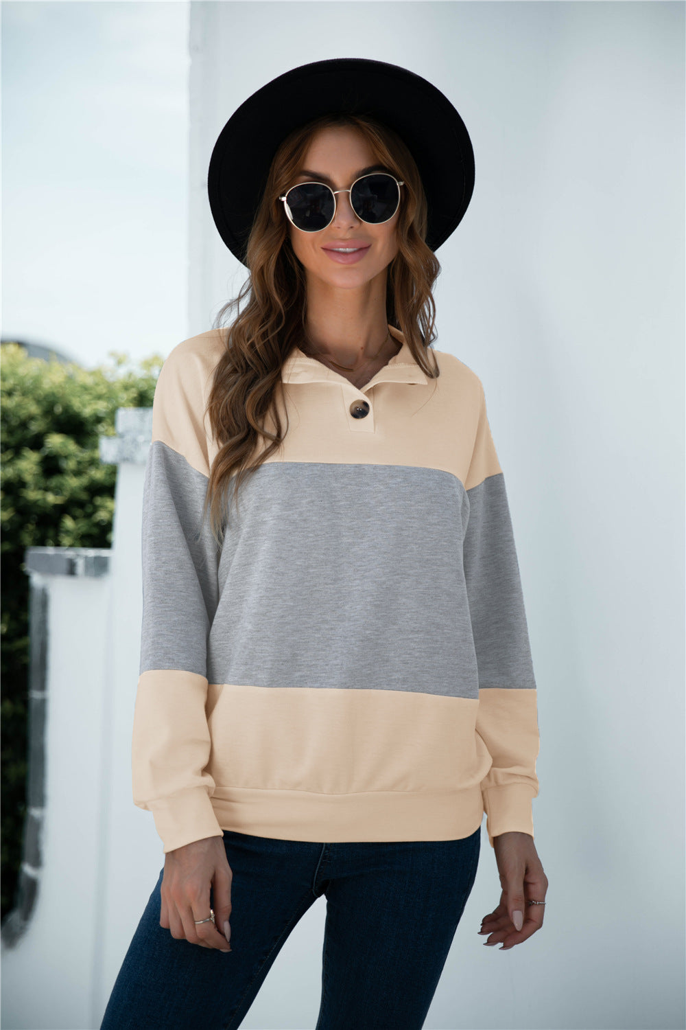Colorblock Three Button Top - Absolute Fashion 2020