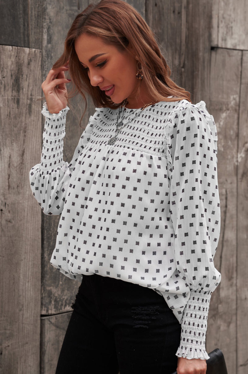 Smocked Ruffle Trim Blouse - Absolute Fashion 2020