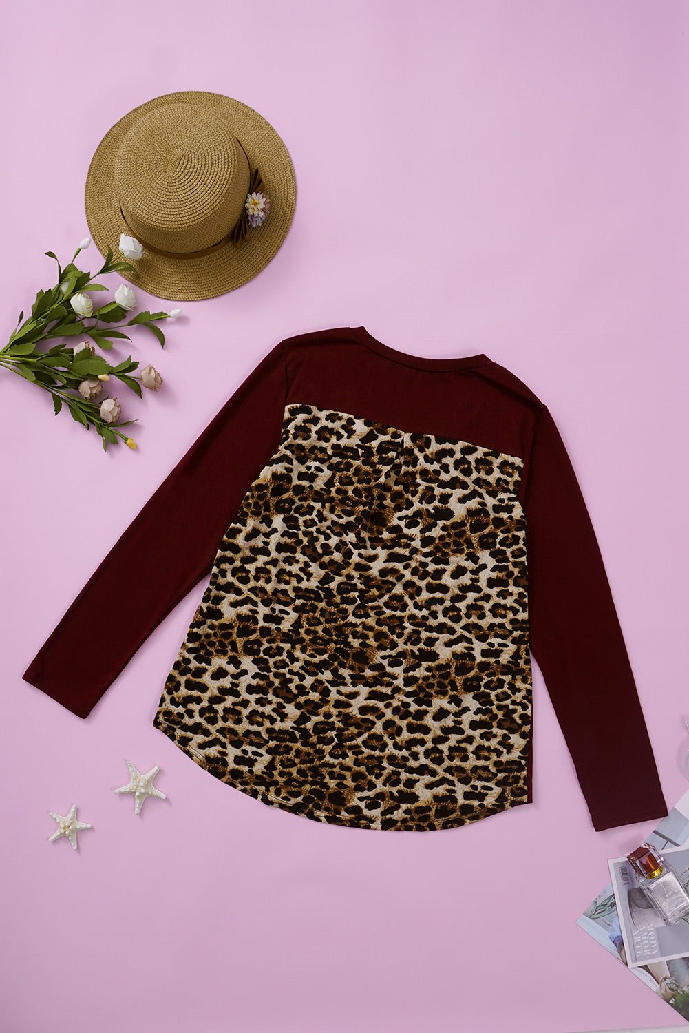 Contrast Leopard V-Neck Pocket Blouse - Absolute Fashion 2020