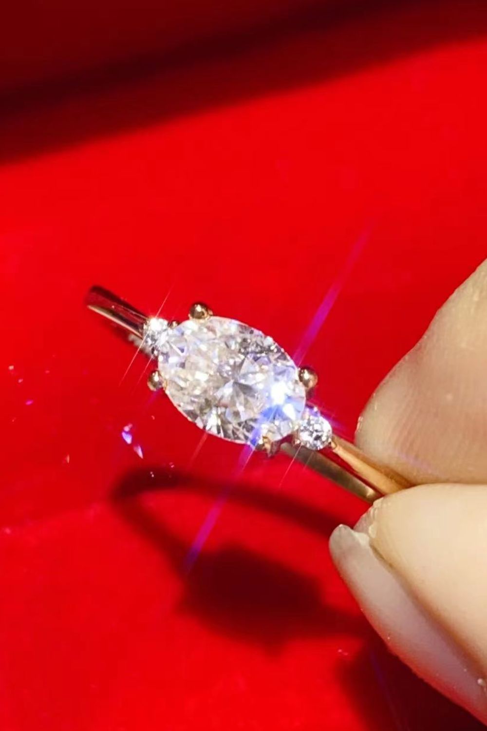 18K Rose Gold-Plated 1 Carat Moissanite Solitaire Ring