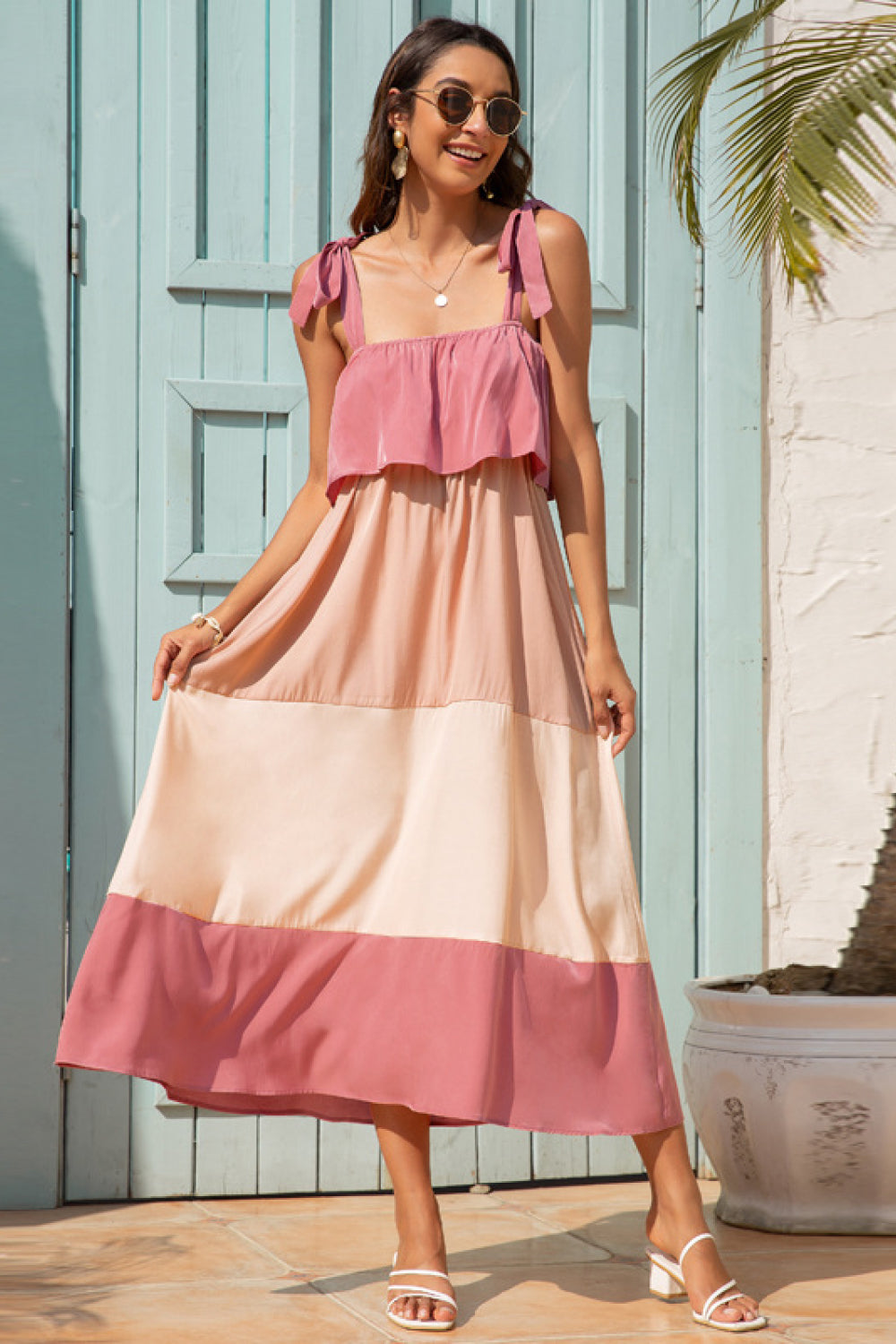 Color Block Tie Shoulder Dress - Absolute Fashion 2020