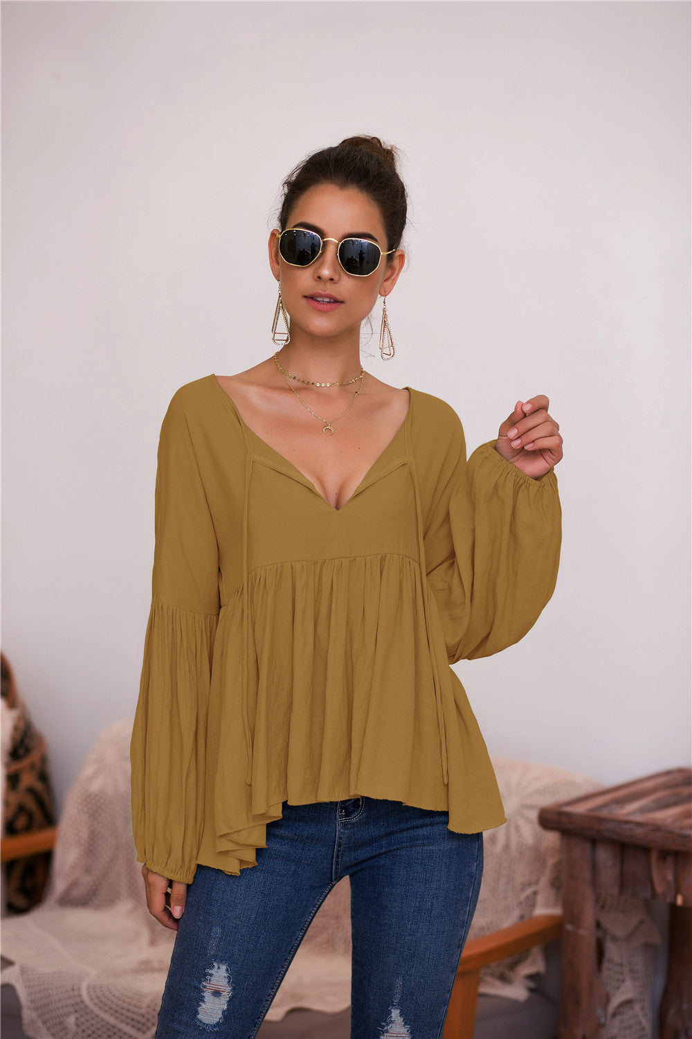 Puff Long Sleeve Pleated Top - Absolute Fashion 2020