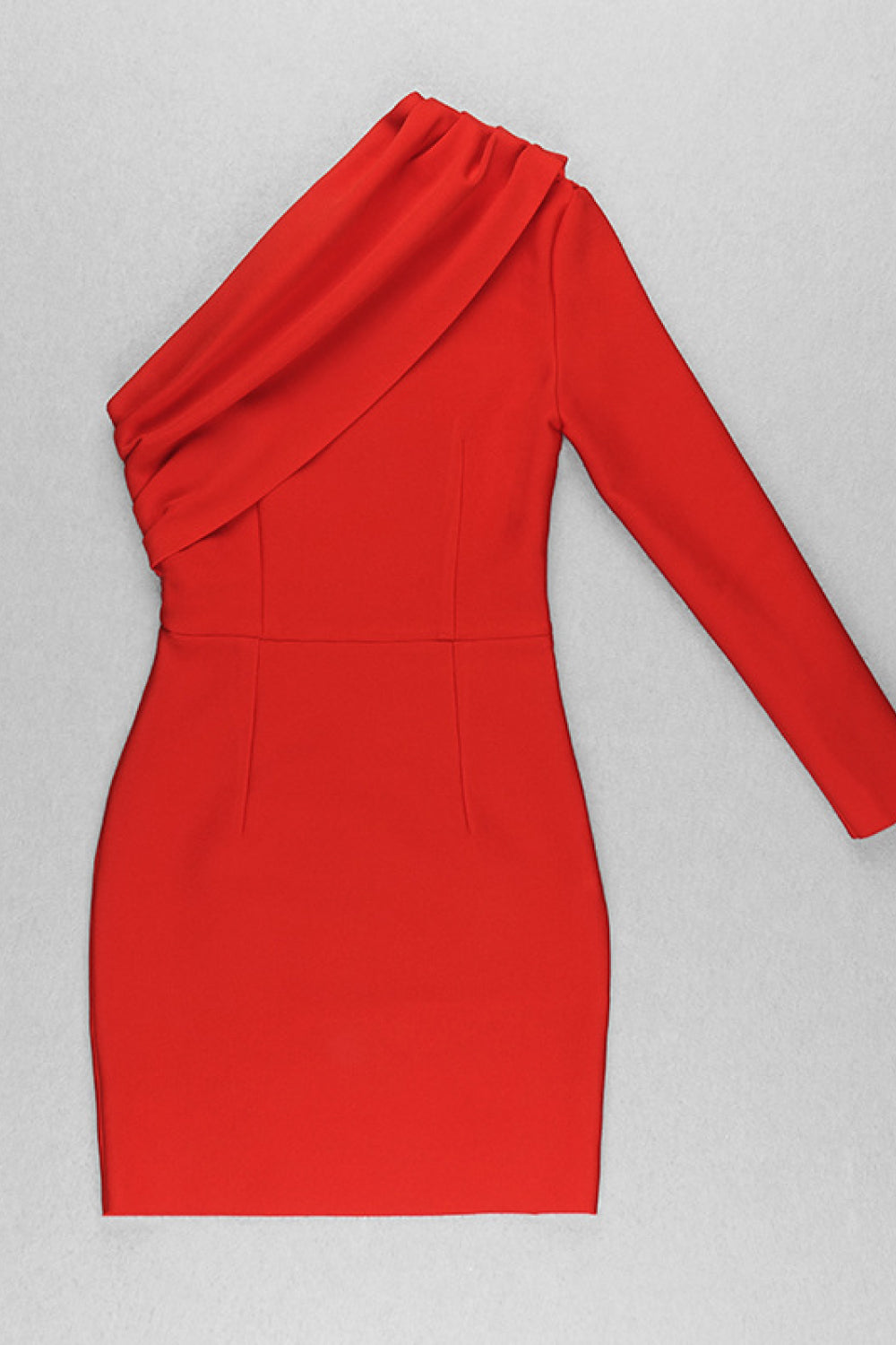 Asymmetrical Neck One Sleeve Bodycon Dress