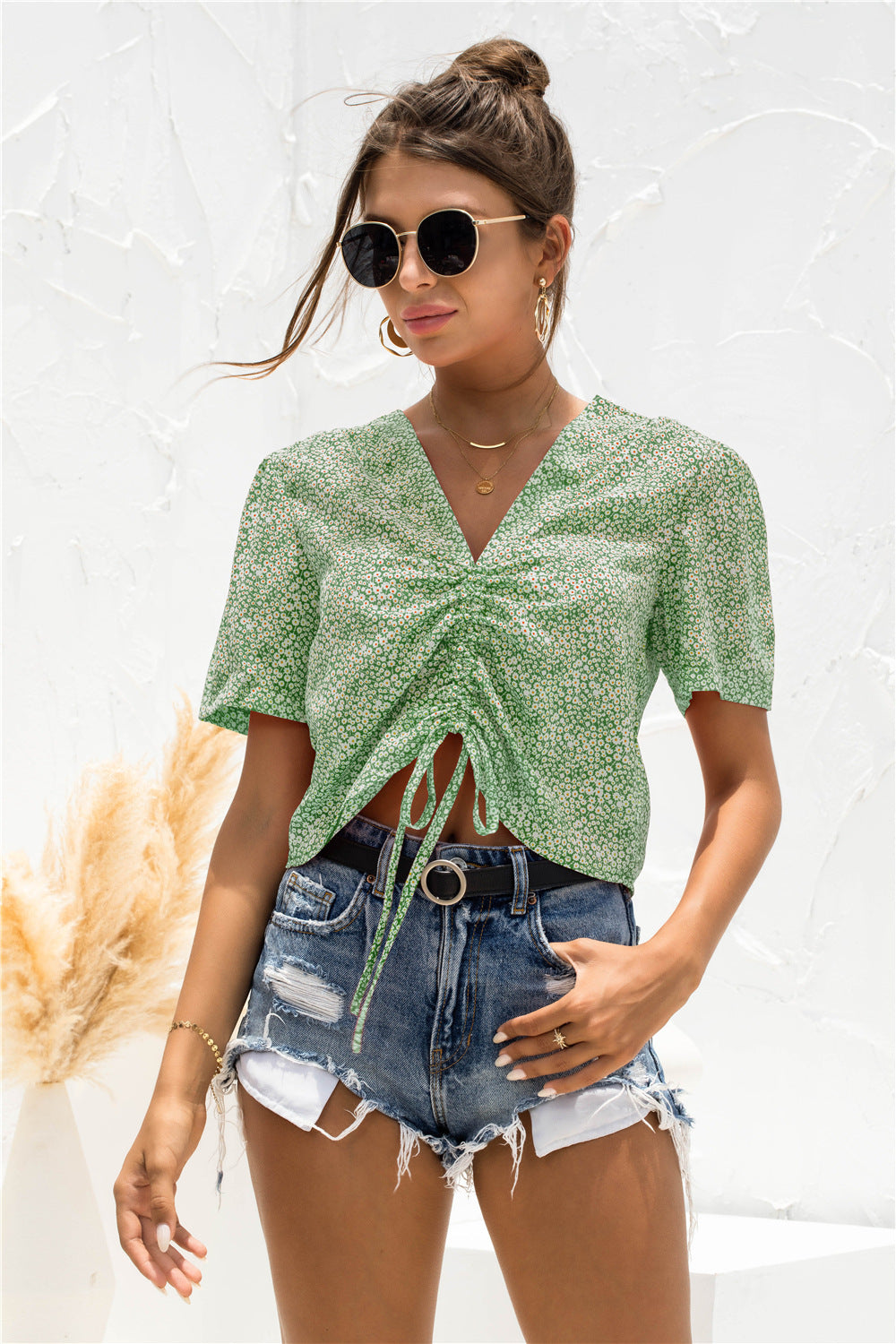 Ditsy Floral Drawstring Tee - Absolute Fashion 2020