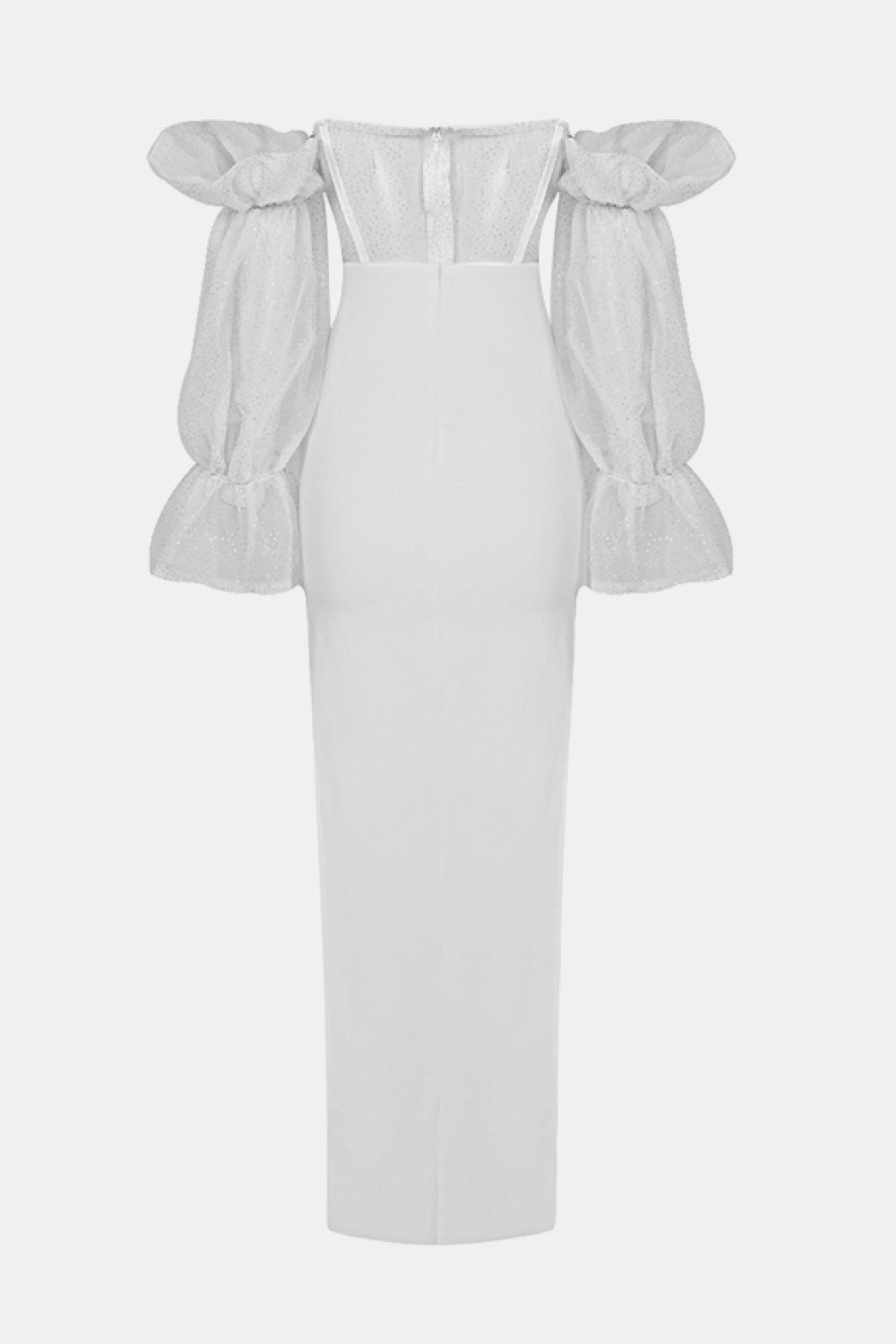 Glitter Mesh Flounce Sleeve Knit Dress
