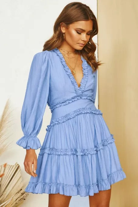 Ruffle Detailing Open Back Dress - Absolute Fashion 2020