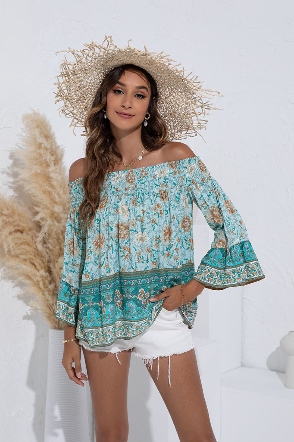 Floral Flare Sleeve Off Shoulder Top - Absolute Fashion 2020