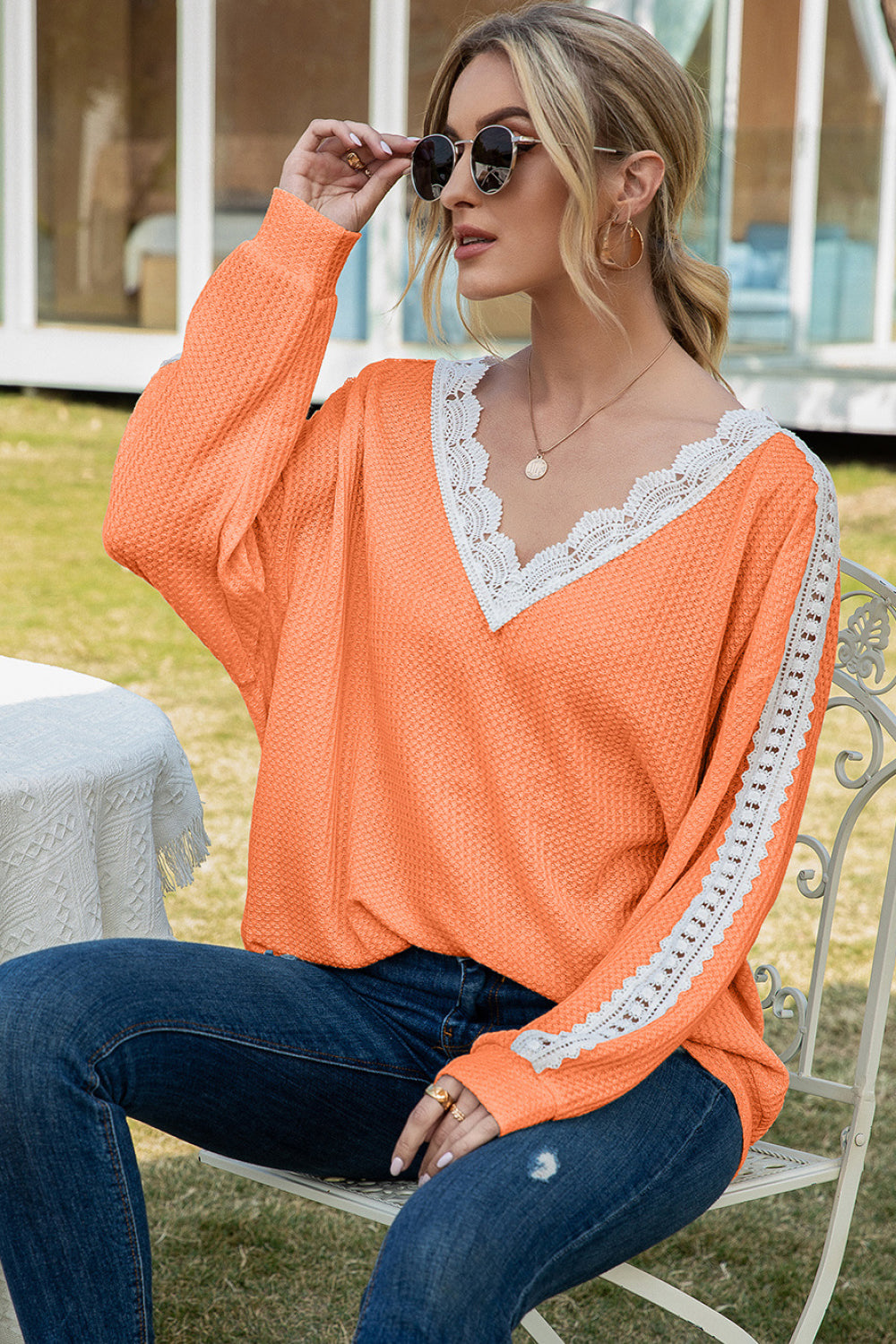 Contrast Lace Detail Backless Top - Absolute Fashion 2020