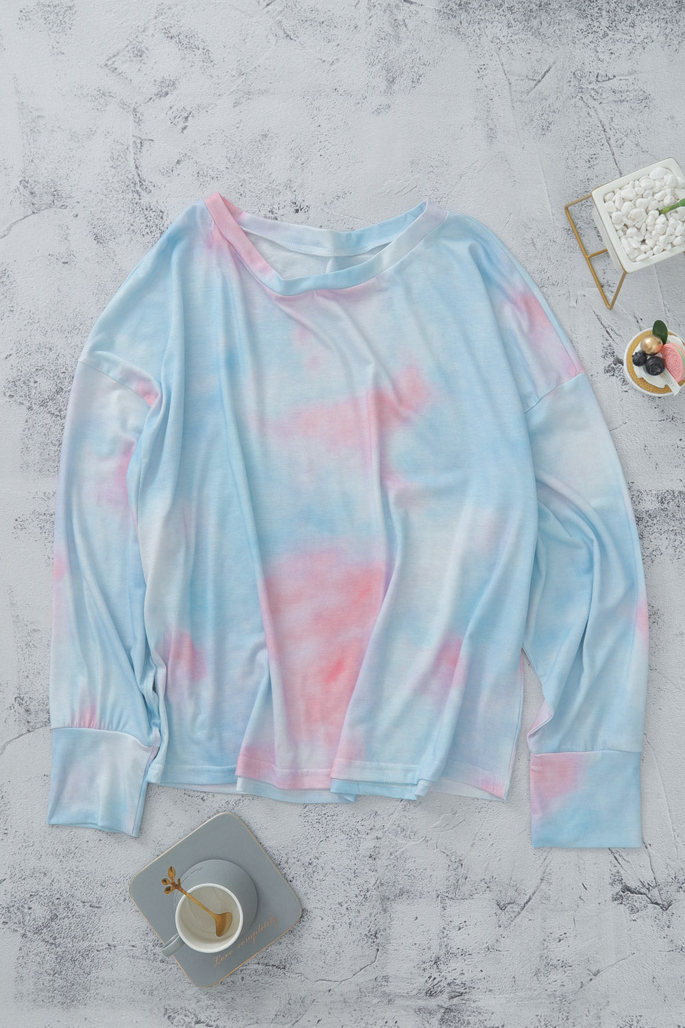 Tie-Dye Boat Neck Batwing Sleeve Tee - Absolute Fashion 2020