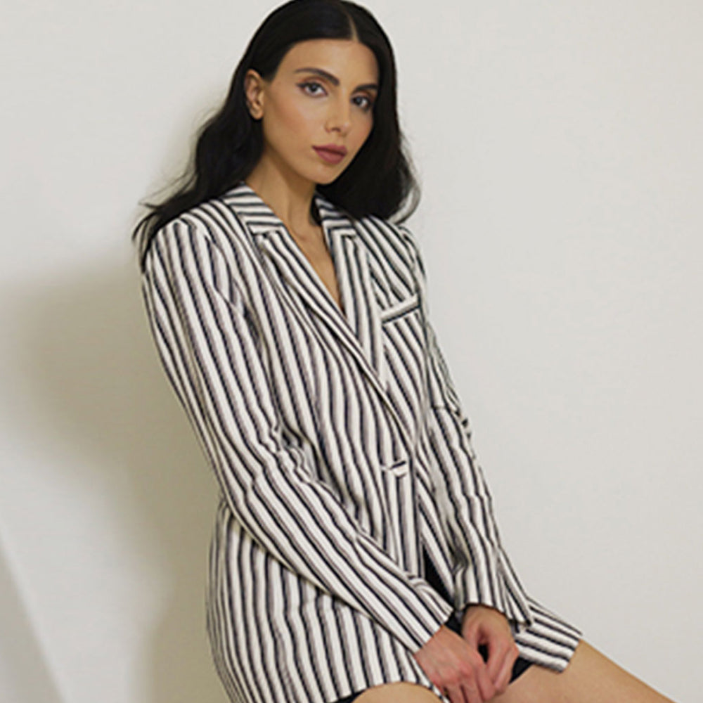 Cotton Linen Striped Blazer - Absolute Fashion 2020