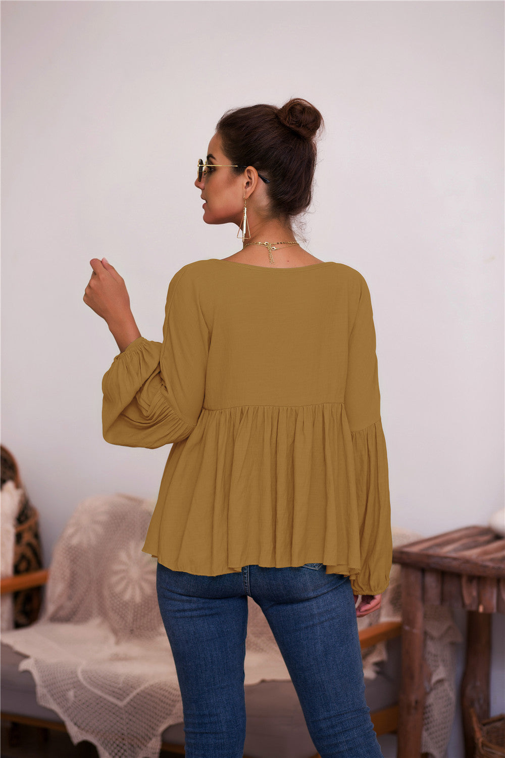 Puff Long Sleeve Pleated Top - Absolute Fashion 2020