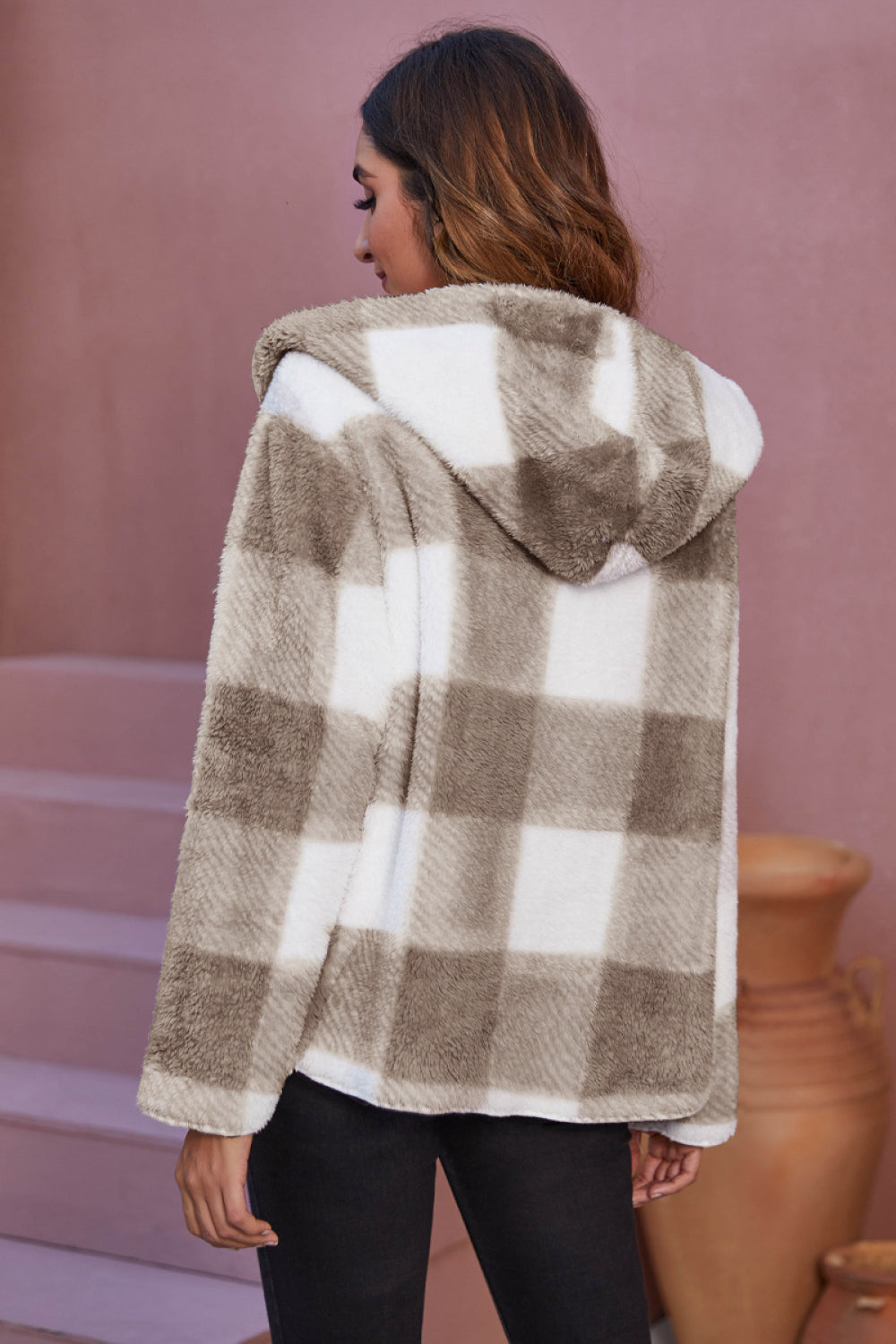 Buffalo Plaid Fleece Hooded Jacket