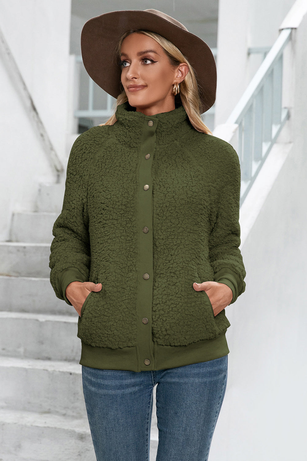 Snap Button Down Teddy Jacket - Absolute Fashion 2020