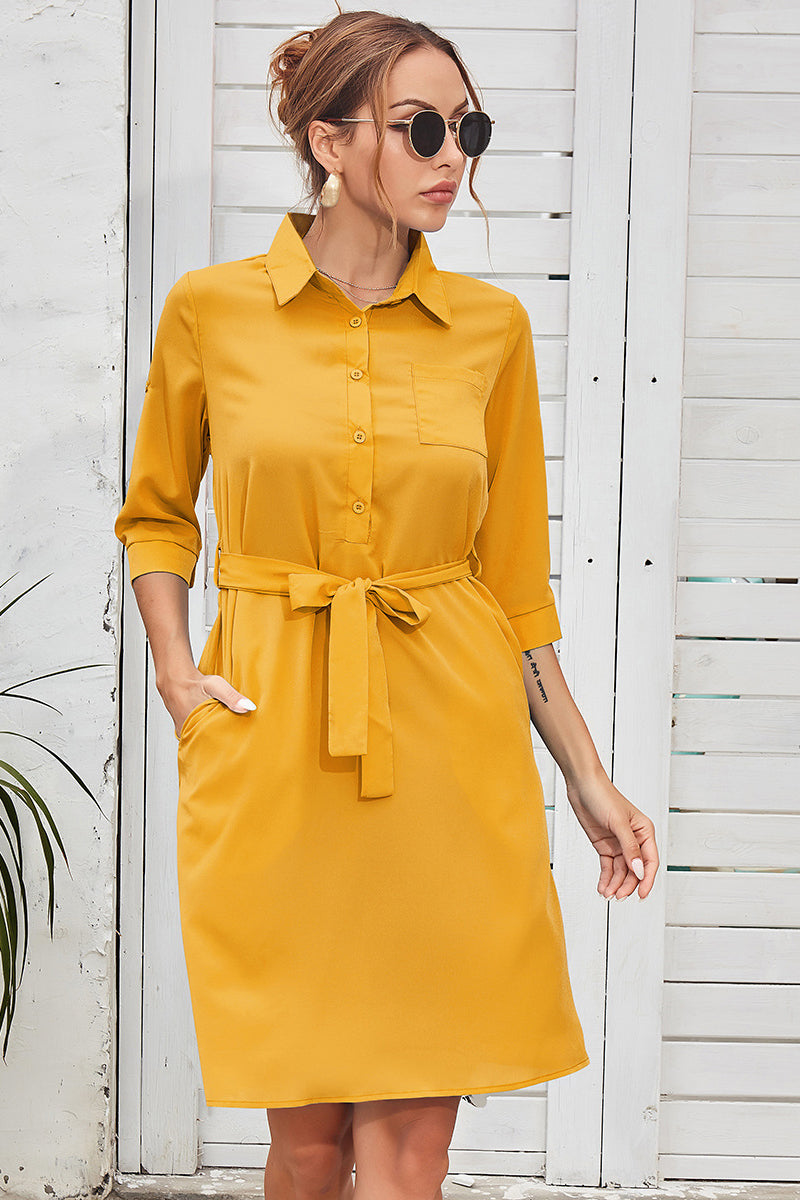 Tie Waist Shirt Dress - Absolute Fashion 2020