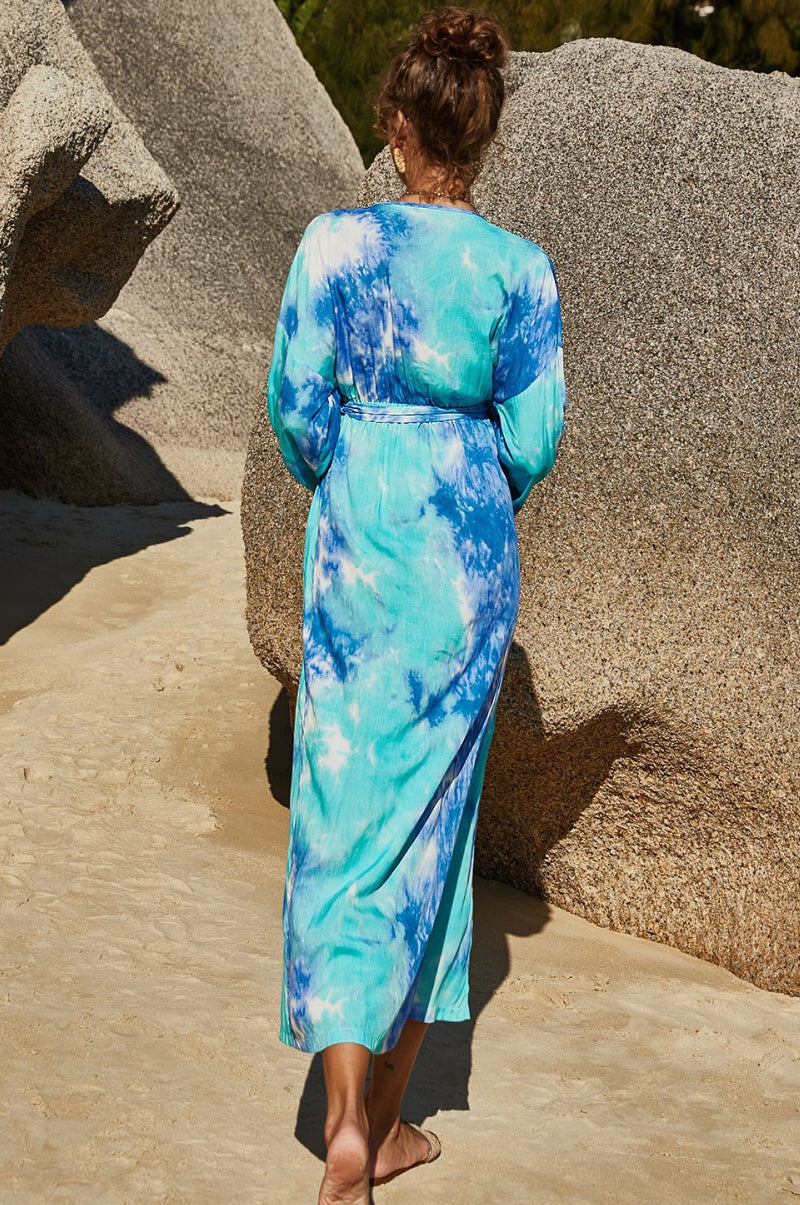 Tie Dye Wrap Maxi Dress - Absolute Fashion 2020