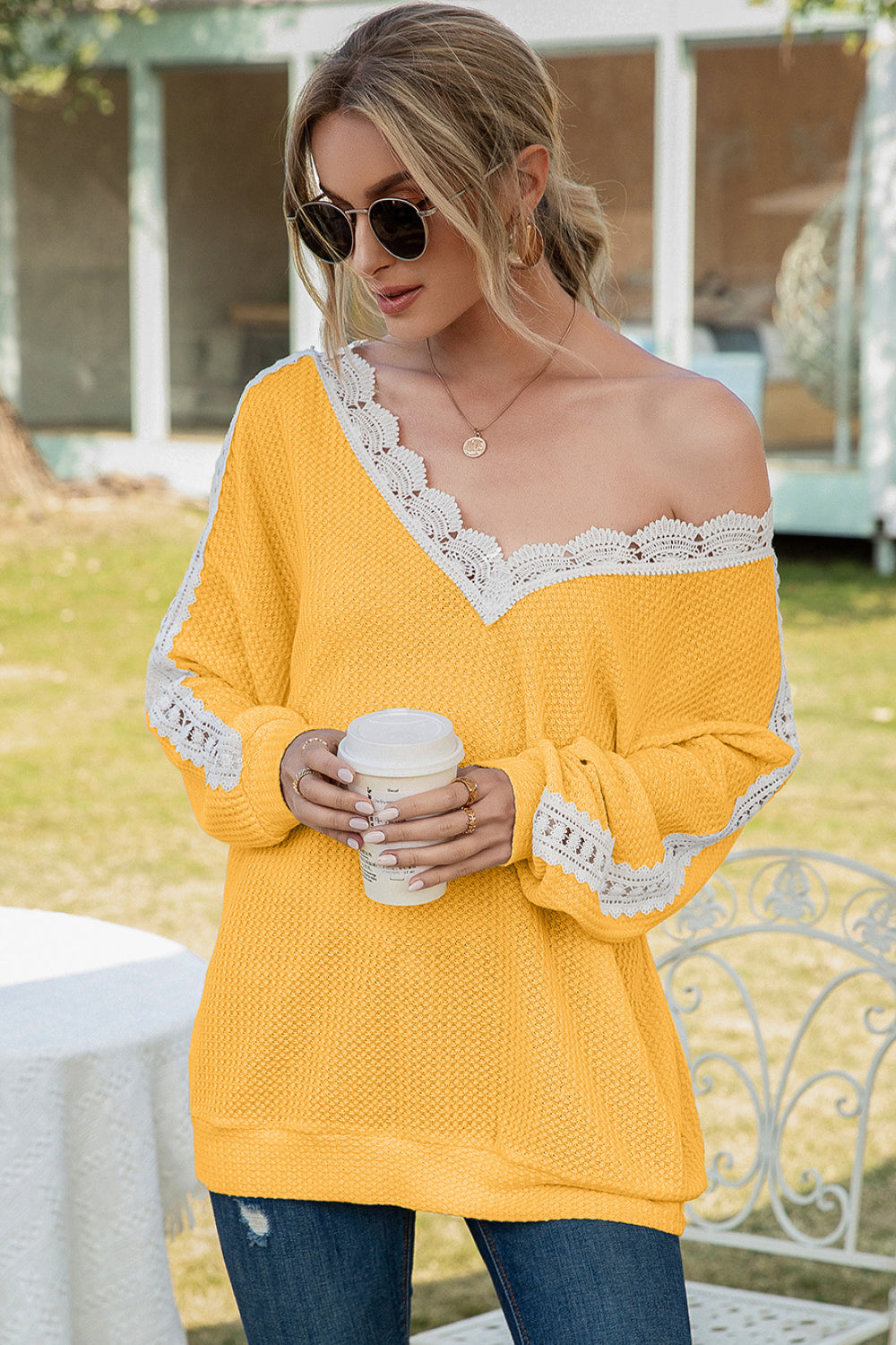 Contrast Lace Detail Backless Top - Absolute Fashion 2020