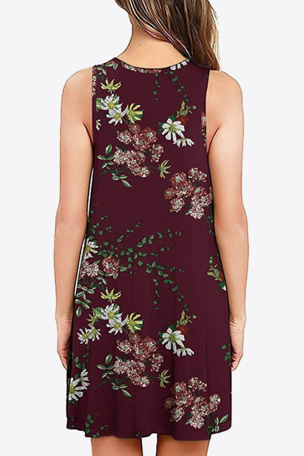 Full Size Printed Round Neck Sleeveless Dress