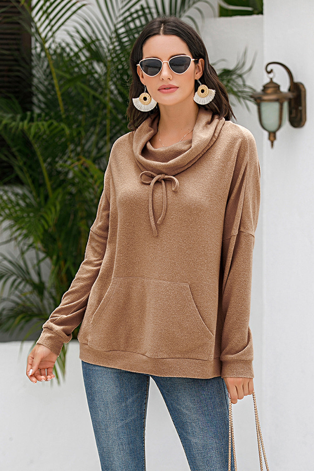 Cowl Neck Drop Shoulder Sweatshirt - Absolute Fashion 2020