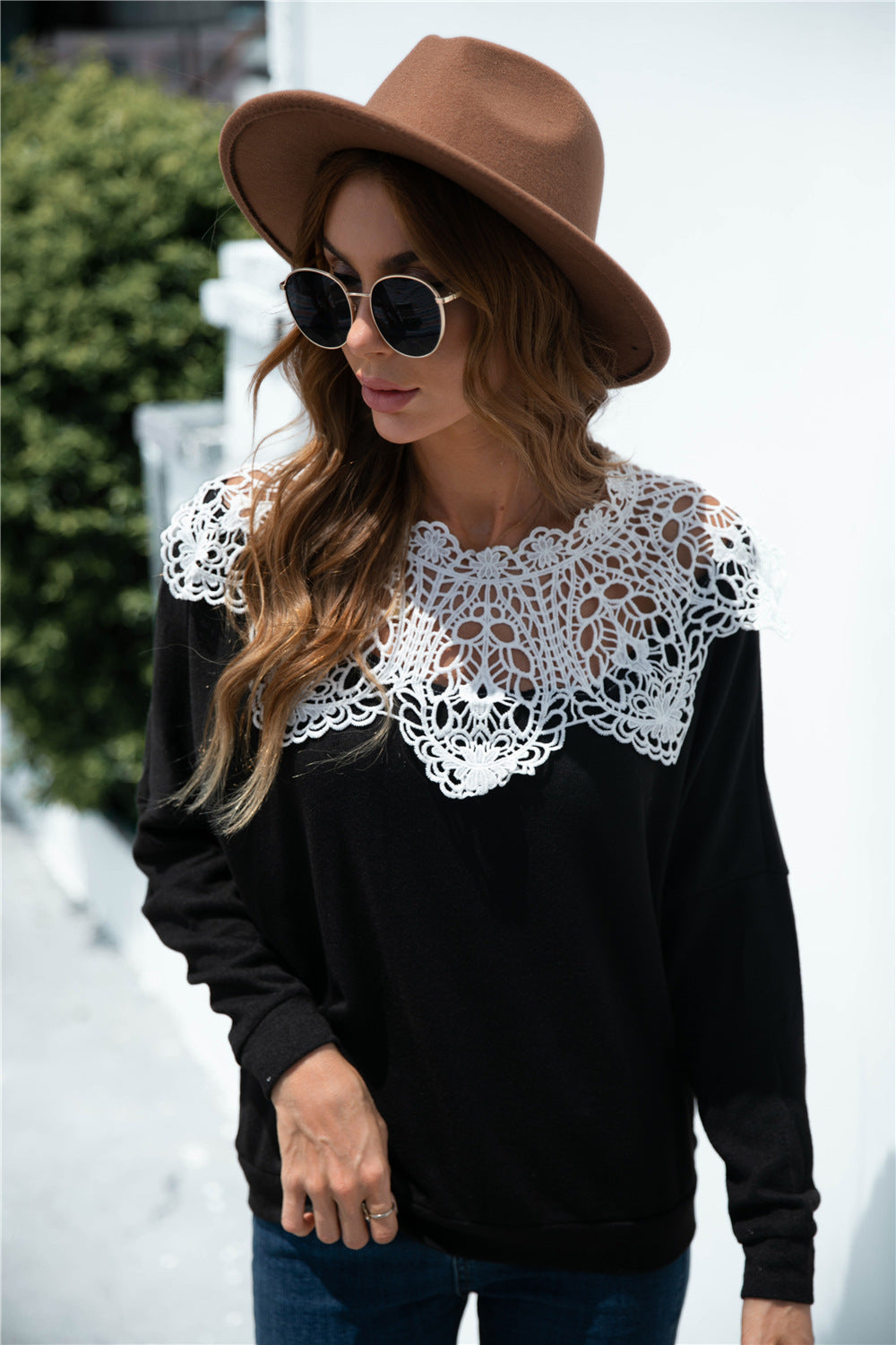 Crochet Lace Collar Panel Flannel Top - Absolute Fashion 2020