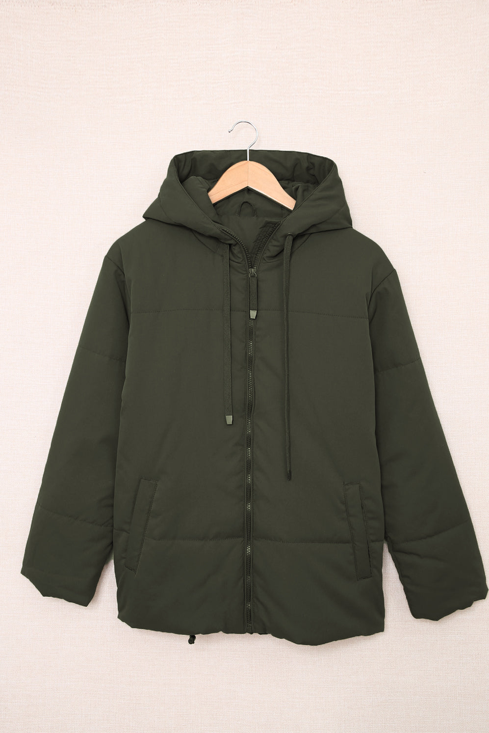 Drawstring Hem Hooded Jacket with Pockets