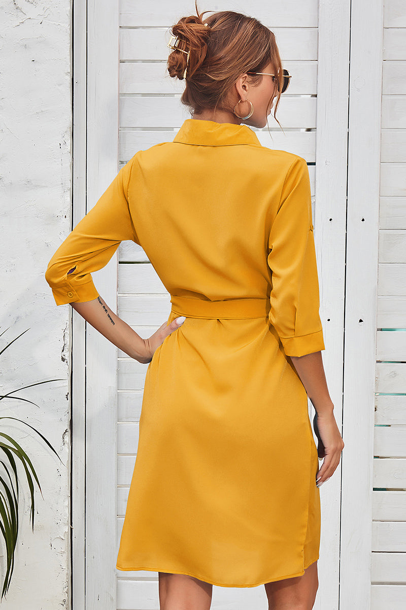 Tie Waist Shirt Dress - Absolute Fashion 2020
