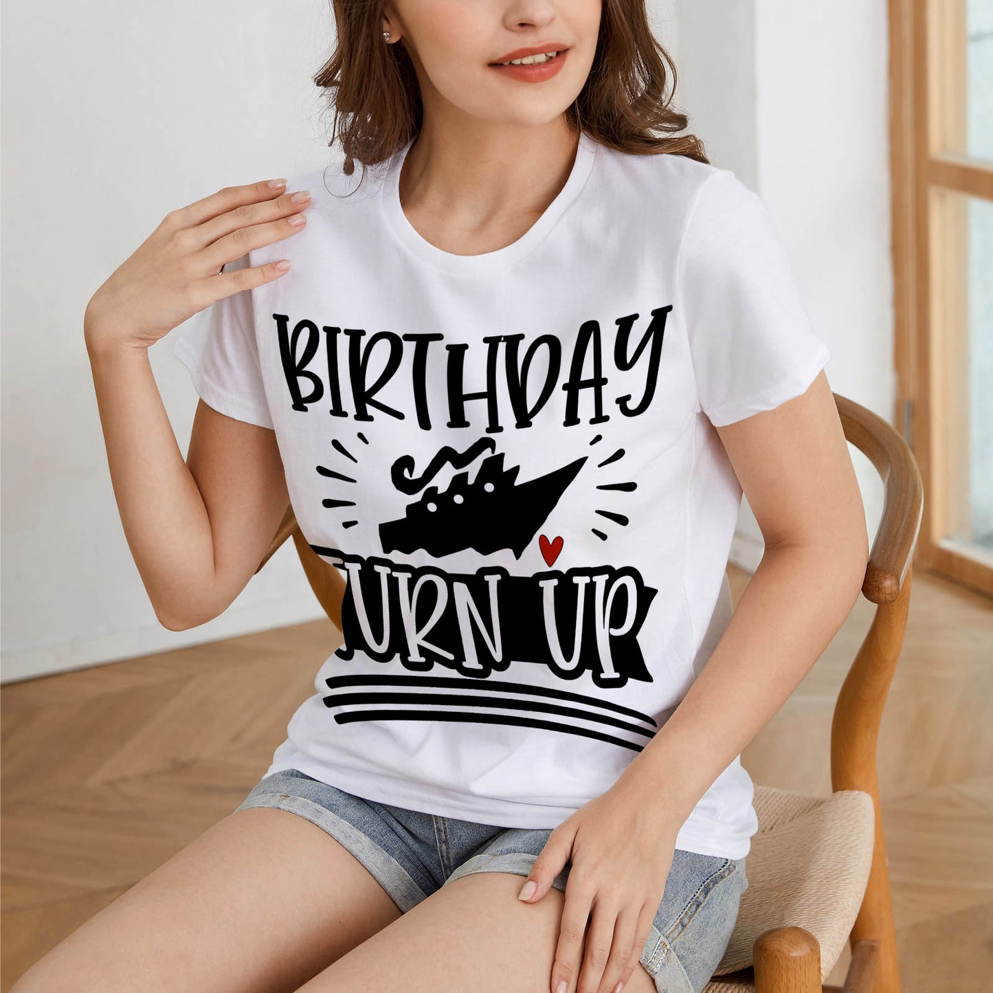Birthday Cruise Turn Up Women's T-shirt (USA Size) (T40)