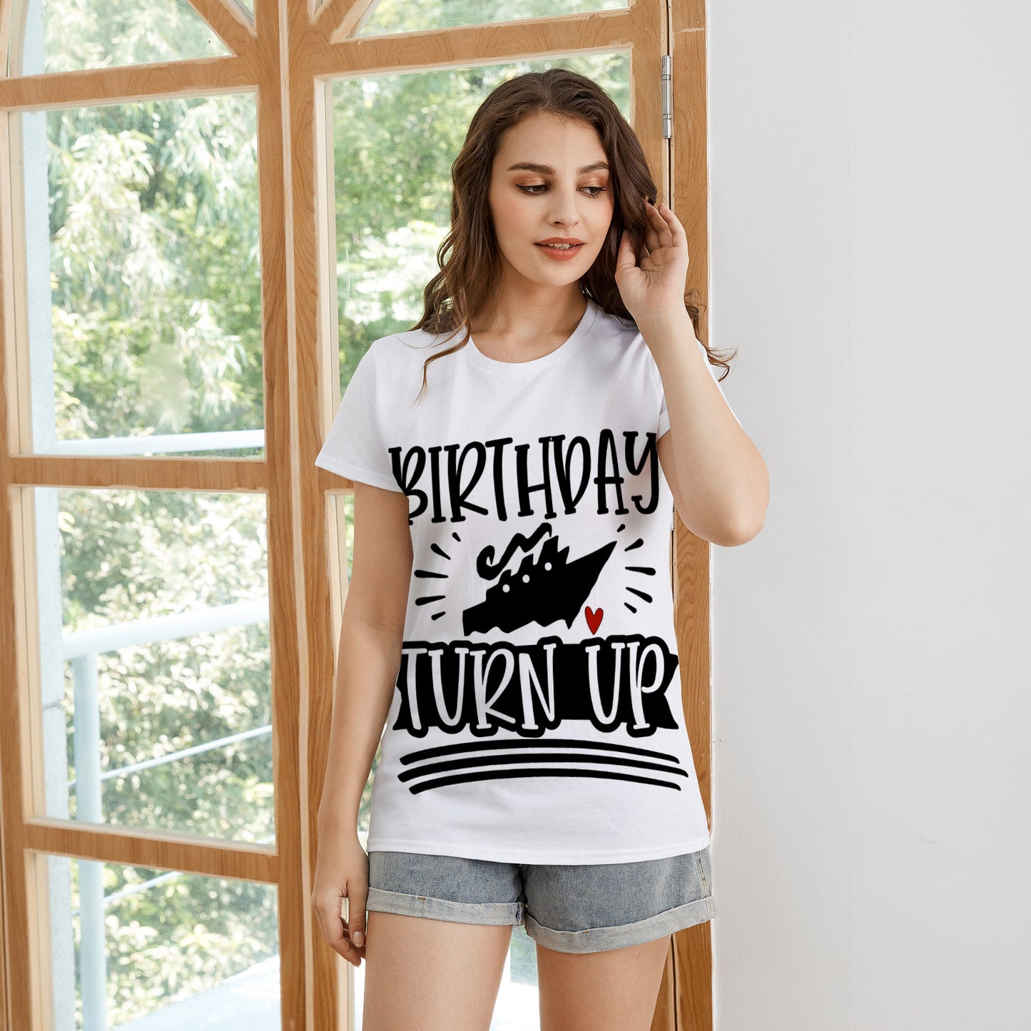 Birthday Cruise Turn Up Women's T-shirt (USA Size) (T40)