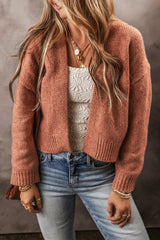 Open Front Dropped Shoulder Cardigan