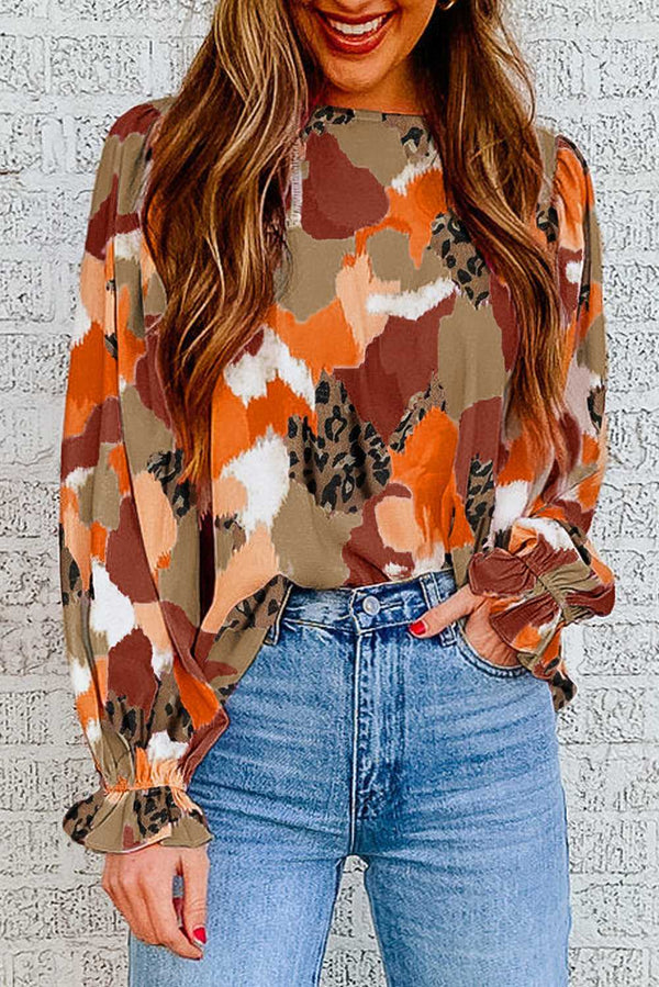 Abstract Printed Long Sleeve Blouse - Absolute fashion 2020