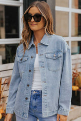 Button Down Collared Denim Jacket - Absolute fashion 2020