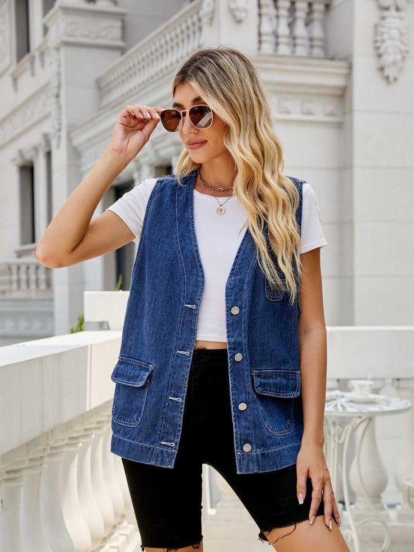 Button Down Denim Vest - Absolute fashion 2020