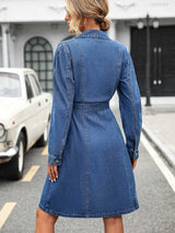 Button Down Long Sleeve Denim Dress - Absolute fashion 2020