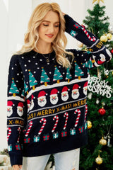 Christmas Candy Cane Ribbed Trim Sweater - Absolute fashion 2020