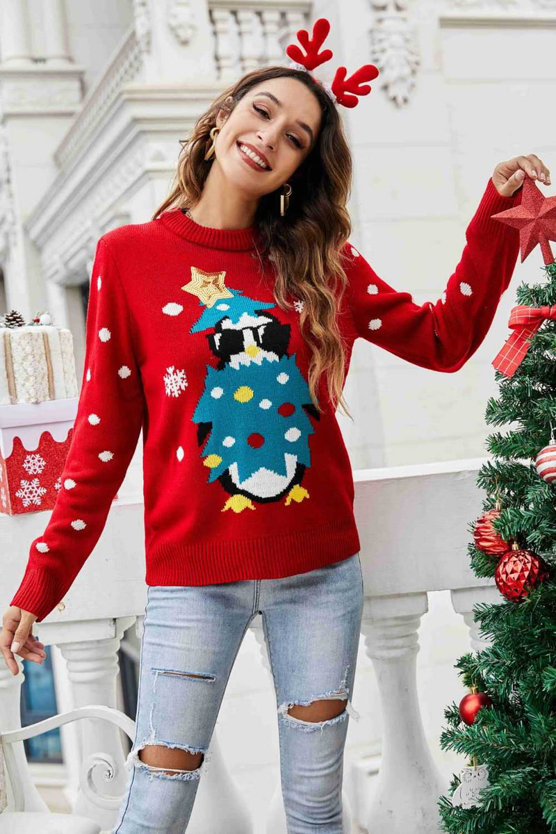 Christmas Penguin Graphic Sequin Sweater - Absolute fashion 2020