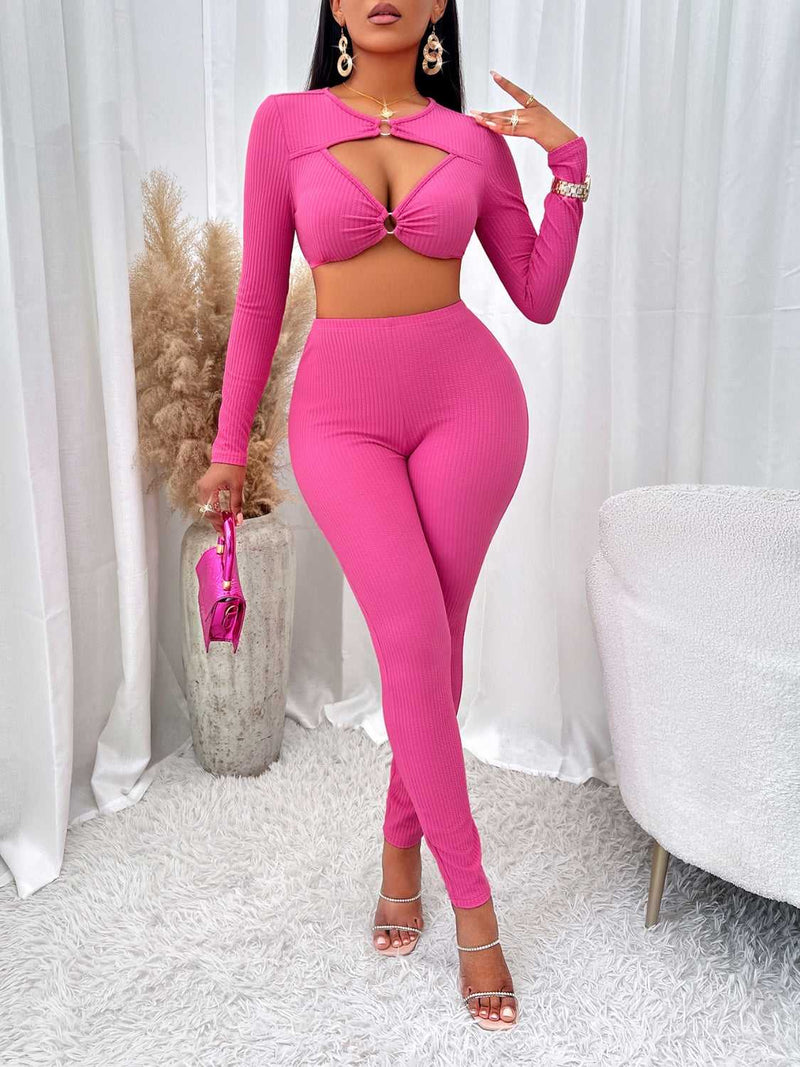 Cutout Cropped Top and Leggings Set - Absolute fashion 2020