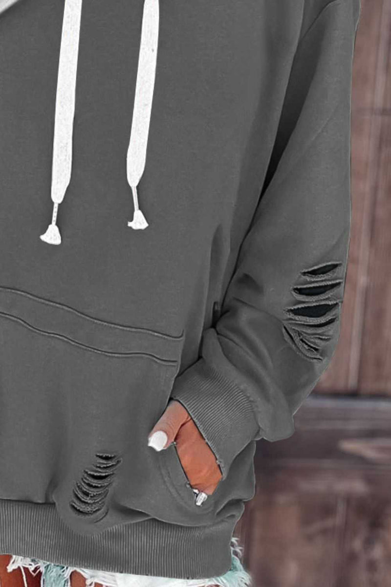 Cutout Dropped Shoulder Hoodie - Absolute fashion 2020