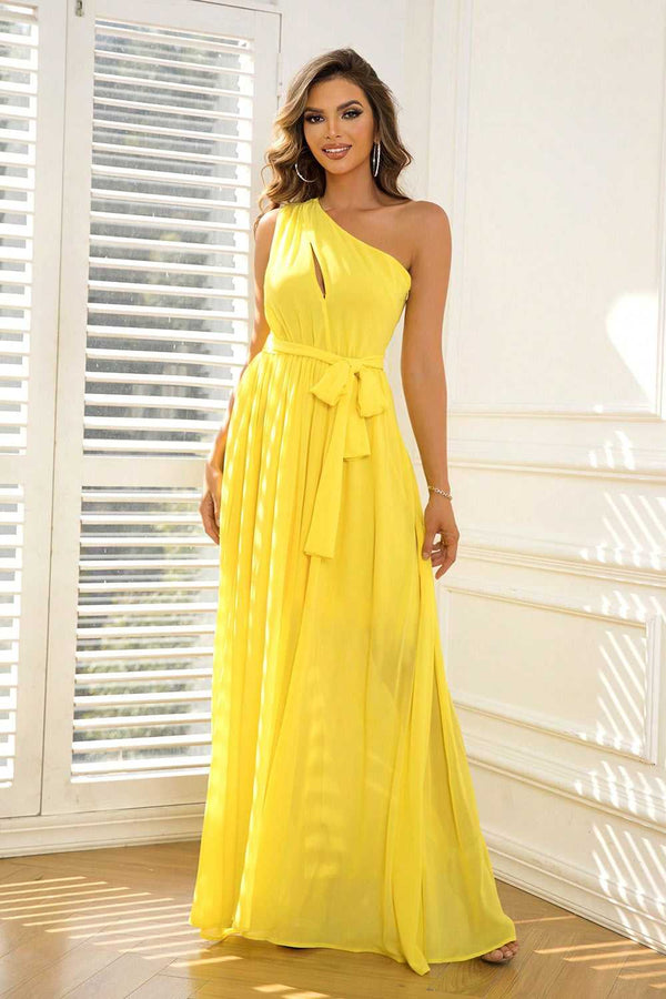 Cutout One-Shoulder Tie Waist Dress - Absolute fashion 2020