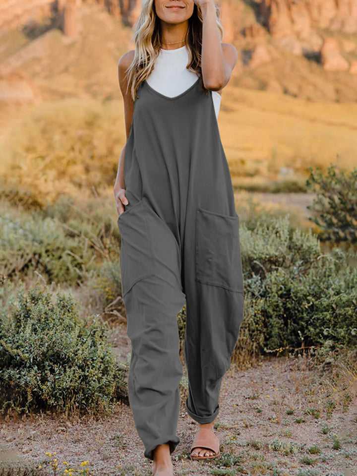 Double Take Full Size Sleeveless V-Neck Pocketed Jumpsuit - Absolute fashion 2020