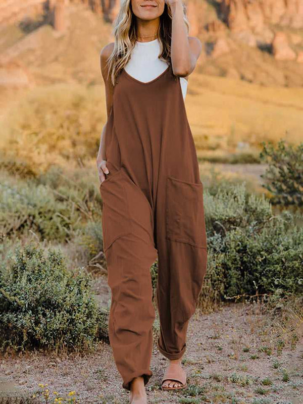 Double Take Full Size Sleeveless V-Neck Pocketed Jumpsuit - Absolute fashion 2020