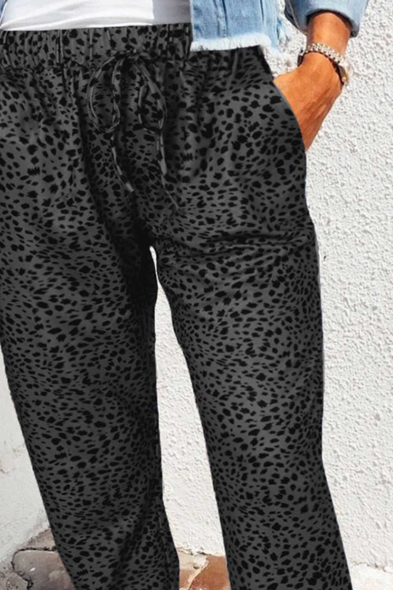 Double Take Leopard Print Joggers with Pockets - Absolute fashion 2020